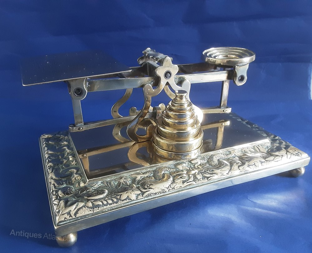 Antiques Atlas Brass "Rates Of Postage" Scales.