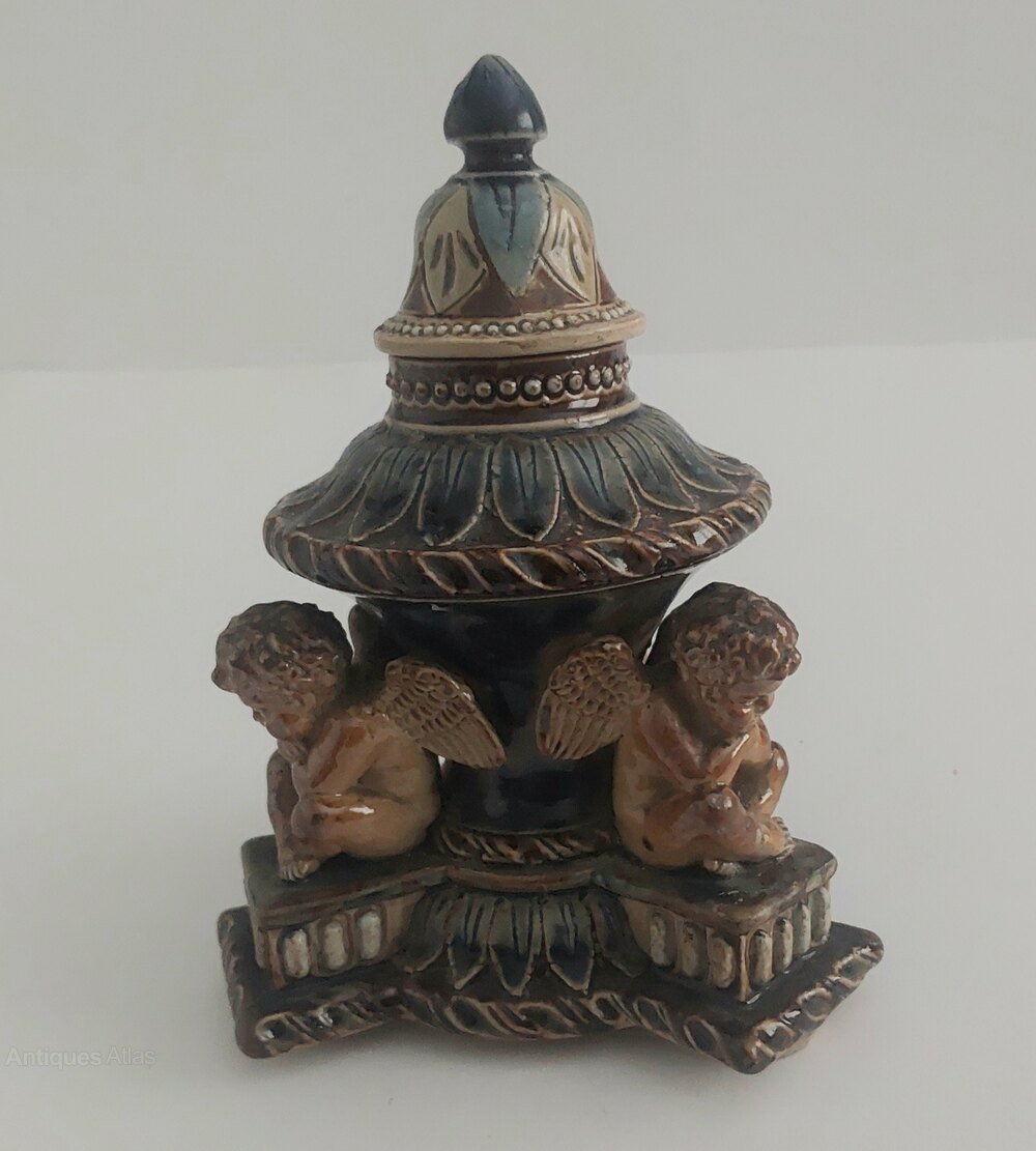 Antiques Atlas Doulton Lambeth Inkwell 1875.