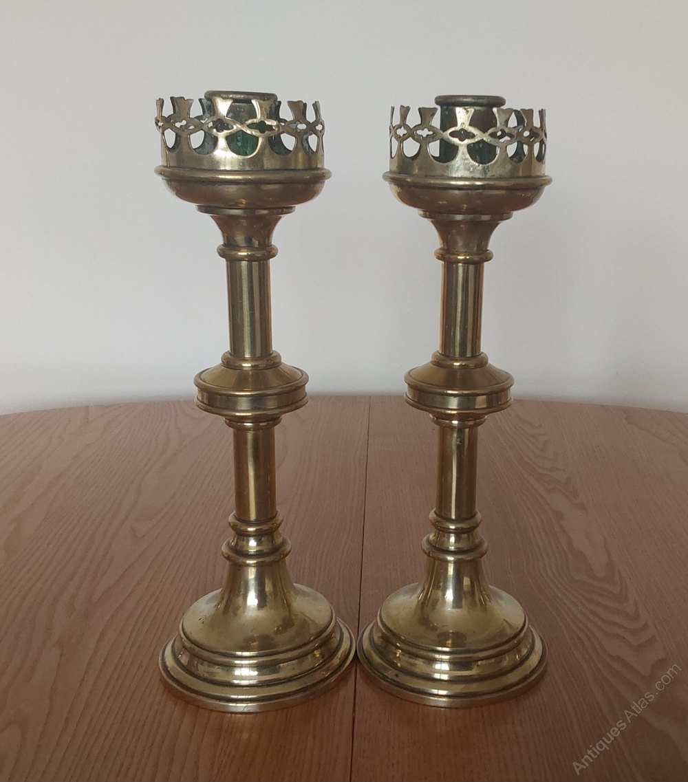 Antiques Atlas Victorian Brass Candlesticks.