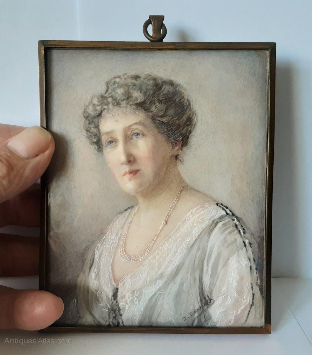 Antiques Atlas Miniature Portrait On Ivory By Darnell C1900