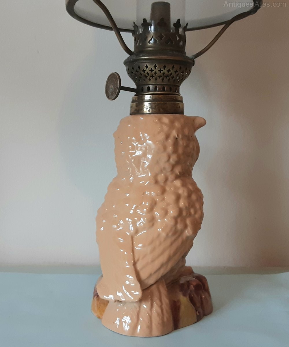 Antiques Atlas Nursery Oil Lamp Of An Owl. Original Condition.