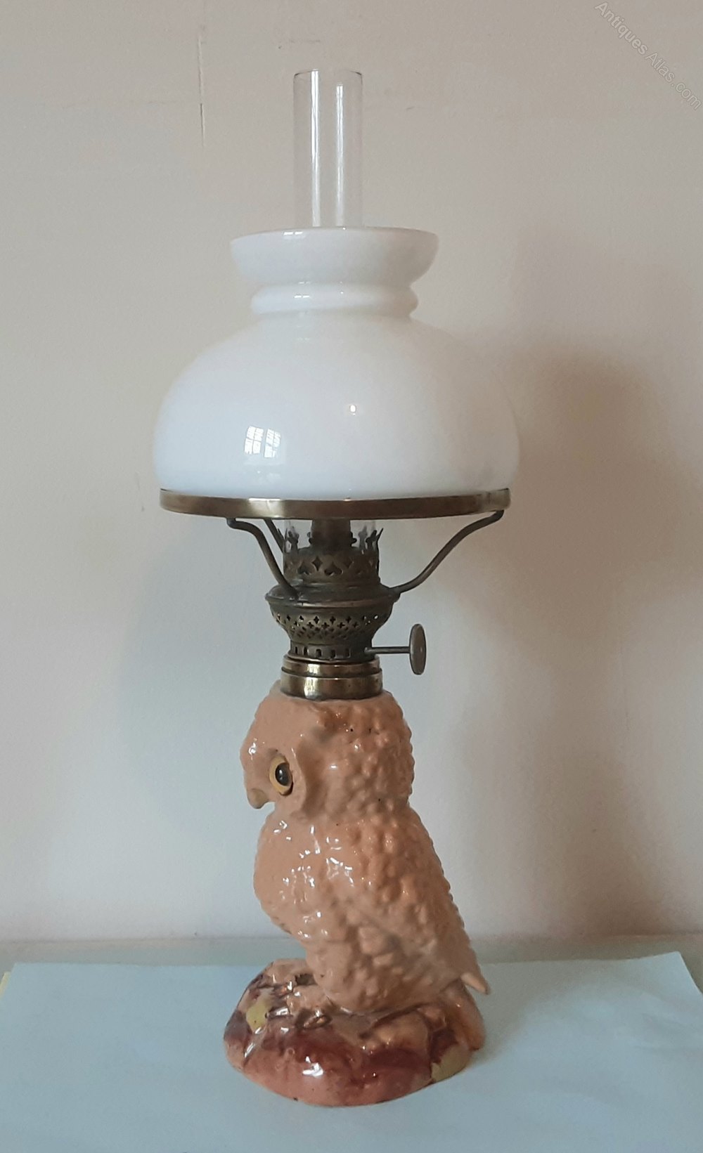 Antiques Atlas Nursery Oil Lamp Of An Owl. Original Condition.