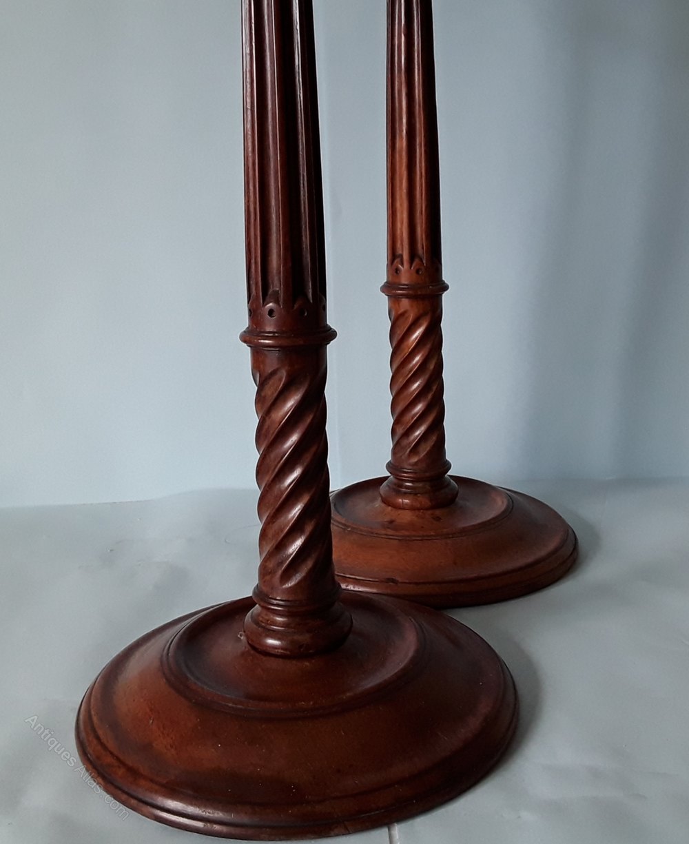 Antiques Atlas Quality Candlesticks, Walnut And Brass. 1870's.