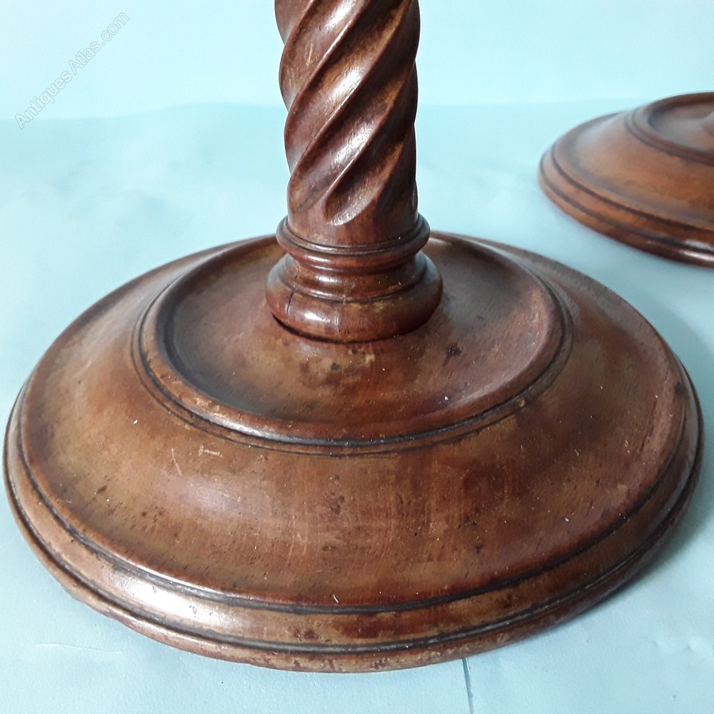 Antiques Atlas Quality Candlesticks, Walnut And Brass. 1870's.