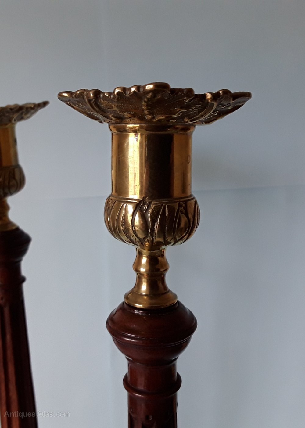 Antiques Atlas Quality Candlesticks, Walnut And Brass. 1870's.