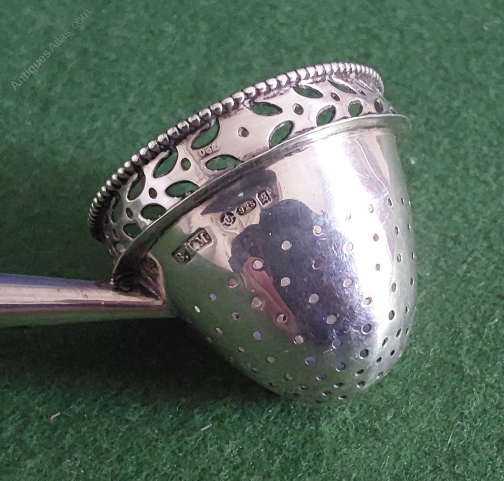 Antiques Atlas Silver Tea Leaf Strainer Or Sieve. London 1922.