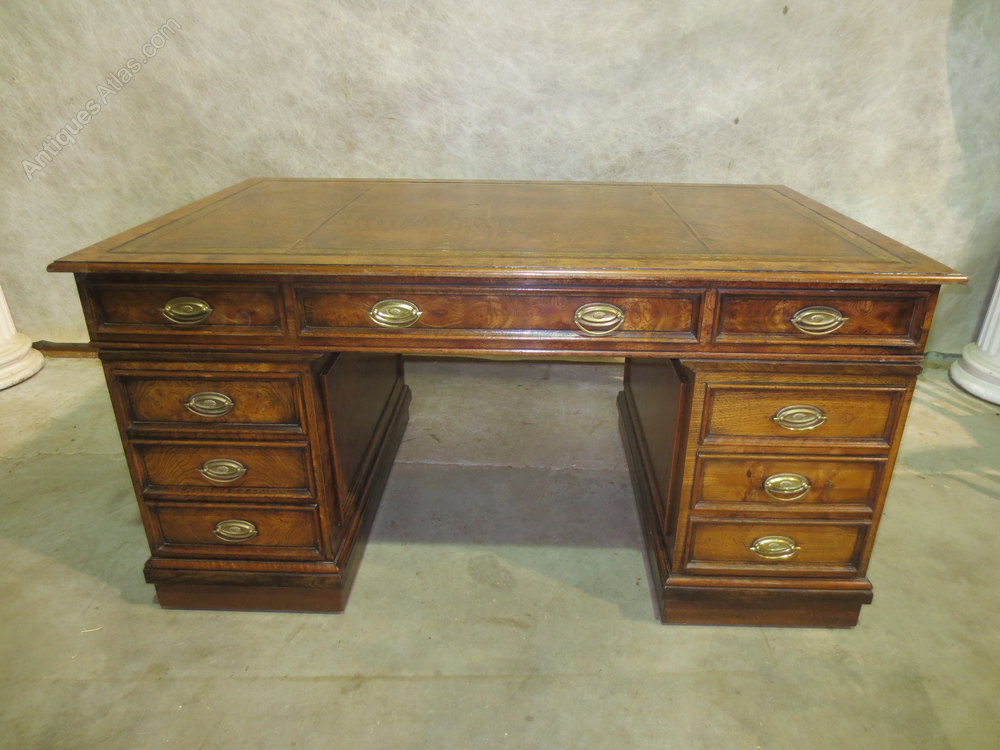 Antiques Atlas Burr Walnut Partners Desk Partners Desks 1950s Burr Walnut Alt5