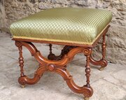Large Walnut Victorian Stool