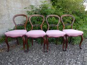 Set Of Four Walnut Balloon Back Chairs Circa 1880