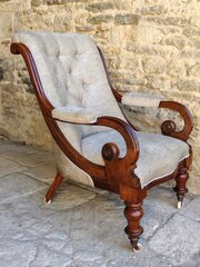 Walnut Upholstered Armchair Circa 1860
