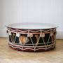 Early C20th drum glass topped coffee table