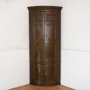 Georgian Faux Oak Painted Pine Corner Cupboard.