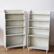  Pair Of Painted Waterfall Bookcases.