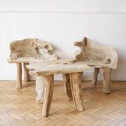 Sculptural Root Table And Chairs Garden Set.