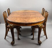 Queen Anne Style Walnut Dining Table & 4 Chairs