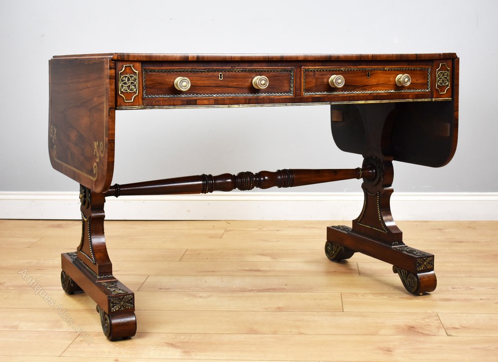 Regency Rosewood Brass Inlaid Sofa Table Antiques Atlas
