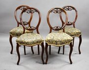 Set Four Victorian Walnut Dining Chairs