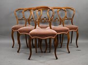 Set Six Victorian Walnut Dining Chairs