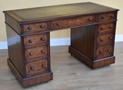 Victorian Burr Walnut Pedestal Desk