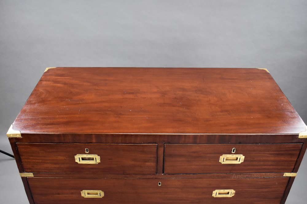 Victorian Mahogany Campaign Style Chest Of Drawers Antiques Atlas