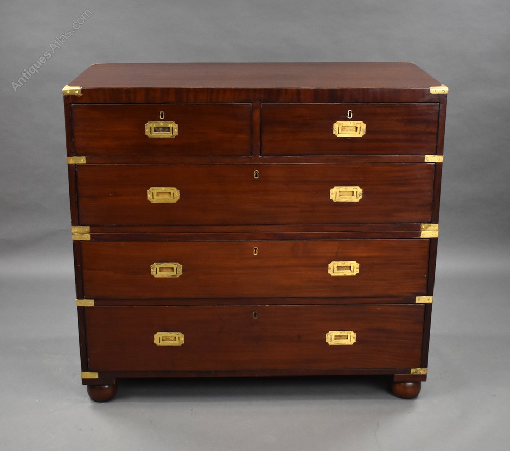 Victorian Mahogany Campaign Style Chest Of Drawers Antiques Atlas