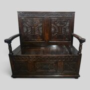  C18th Oak Monks Bench Hall Settle