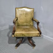 Fine Leather And Mahogany Office Desk Chair