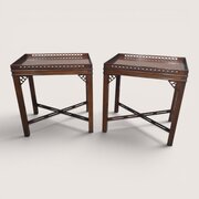 Fine Pair Mahogany Chippendale Side Lamp Tables