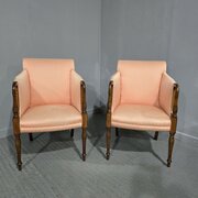 Fine Pair Mahogany Inlaid Armchairs