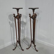 Fine Pair Mahogany Torchere Pedestal Stands