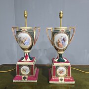 Huge Pair Vienna Table Lamps