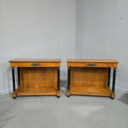 Pair French Birch Console Tables