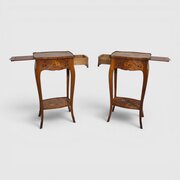 Pair French Marquetry Lamp Tables