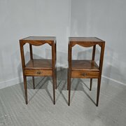 Pair Mahogany Inlaid Bedside Lamp Tables