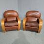 Pair of Art Deco Leather Club Armchairs