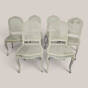 Set Six French Bergere Dining Chairs