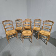 Set Six French Oak Country Dining Chairs