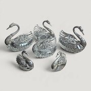 Six Outstanding Cut Glass And Silver Swans