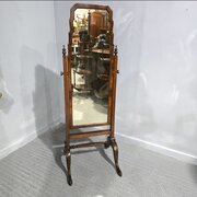 Super Burr Walnut Cheval Mirror