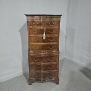Super Mahogany Serpentine Chest On Chest Of Drawer