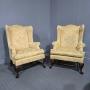 Superb Pair Mahogany Wing Library Armchairs