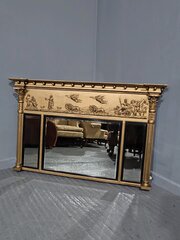 Superb Regency Triptych Gilt Overmantle Mirror