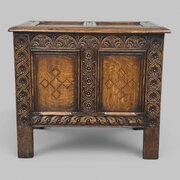 Very Small Oak Inlaid Coffer