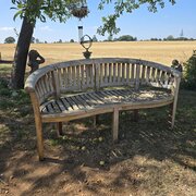 Well Weathered Teak Curved Garden Bench