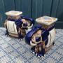 Pair Of Vintage Ceramic Elephant Plant Stands 