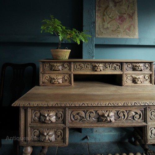 19th C Green Man Oak Desk Antiques Atlas