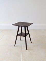 Antique Arts & Crafts Carved Oak Occasional Table