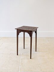 Antique Arts & Crafts Carved Oak Occasional Table