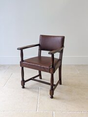 Antique Early 20th Century Oak Desk Chair C.1920