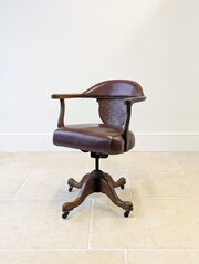 Antique Edwardian Mahogany Swivel Desk Chair